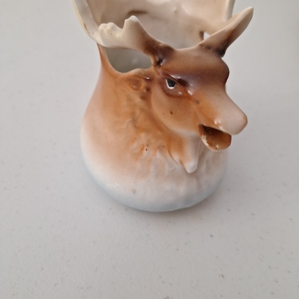 Vintage AUSTRIA Elk Creamer Pitcher Mug MCM Lodge Cabin Rustic Austrian SIGNED - Picture 6 of 9